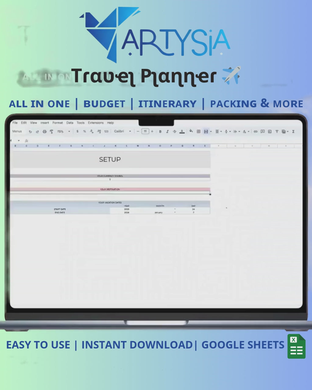 ARTYSIA Travel Planner ✈️  ᴀʟʟ ɪɴ ᴏɴᴇ | ʙᴜᴅɢᴇᴛ | ɪᴛɪɴᴇʀᴀʀʏ | ᴘᴀᴄᴋɪɴɢ & ᴍᴏʀᴇ